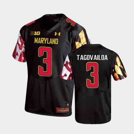 Men Maryland Terrapins Taulia Tagovailoa Replica Black College Football Jersey